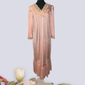 Vintage Sharon Victorian rose coquette silky nightgown made in Seoul